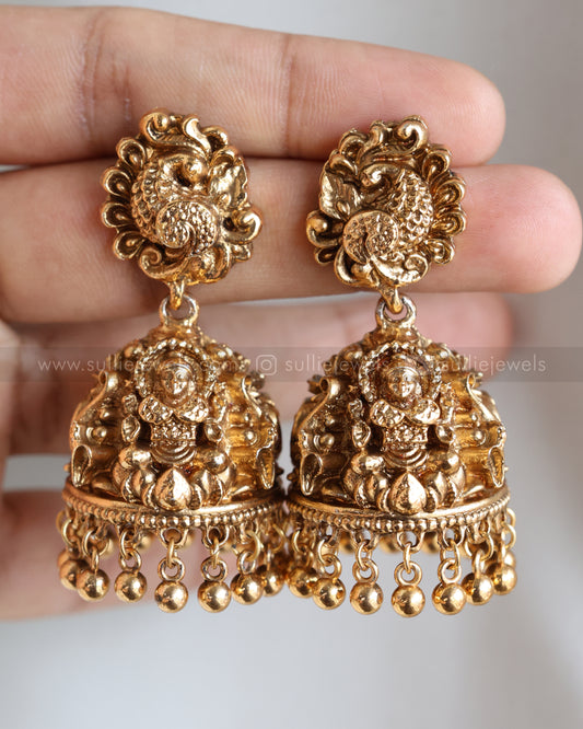 E1239 - Sullie Basic Gold Peacock & Lakshmi Jhumka