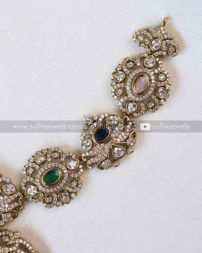 Multicolour Stone Victorian Necklace with Earrings
