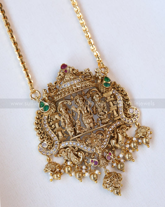 6034 - Gold Chain Ramparivar Pendant with Earrings