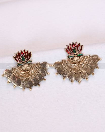 E1226 - Sullie Basic Lotus Coin Chandbali Earring