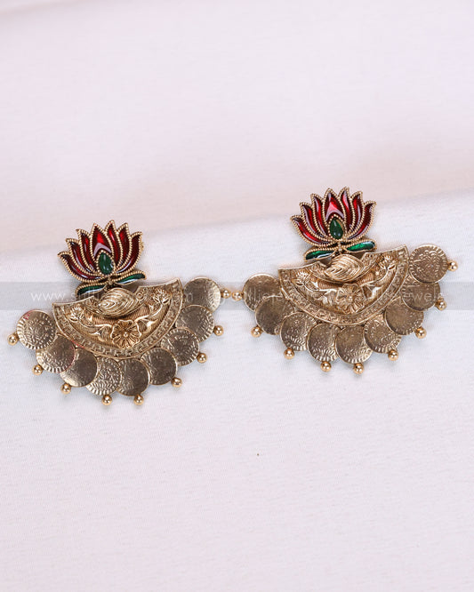 E1226 - Sullie Basic Lotus Coin Chandbali Earring