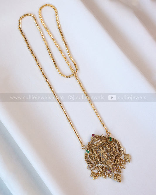6034 - Gold Chain Ramparivar Pendant with Earrings