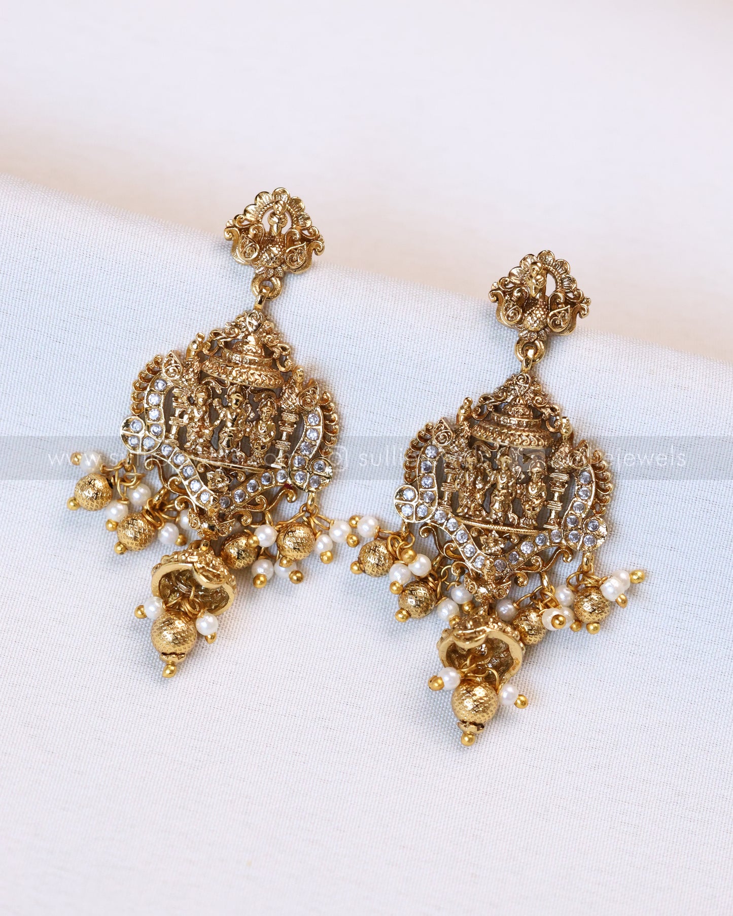 6034 - Gold Chain Ramparivar Pendant with Earrings