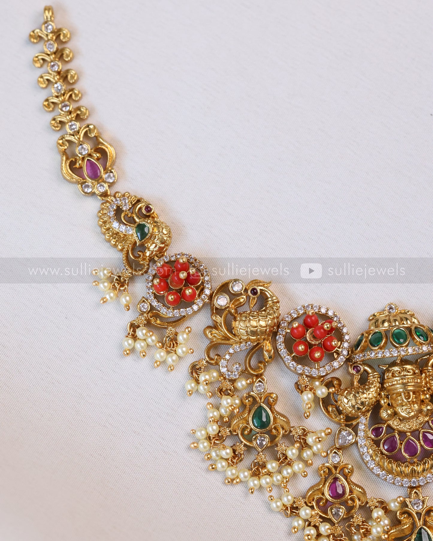 3644 - Multicolour Premium Venkateswara Guttapusalu Necklace Set