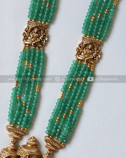 Sullie Basic - Gold & Onyx Beads Lakshmi Long Chain / Haaram with Jhumka