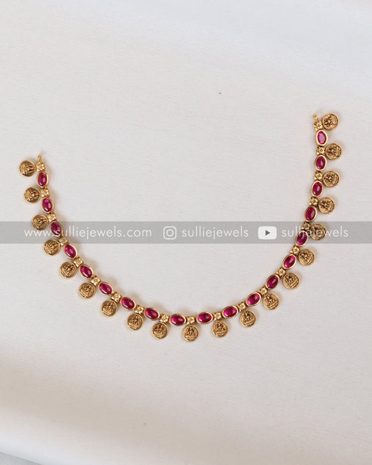 Minimal Ruby Coin Necklace with Stud