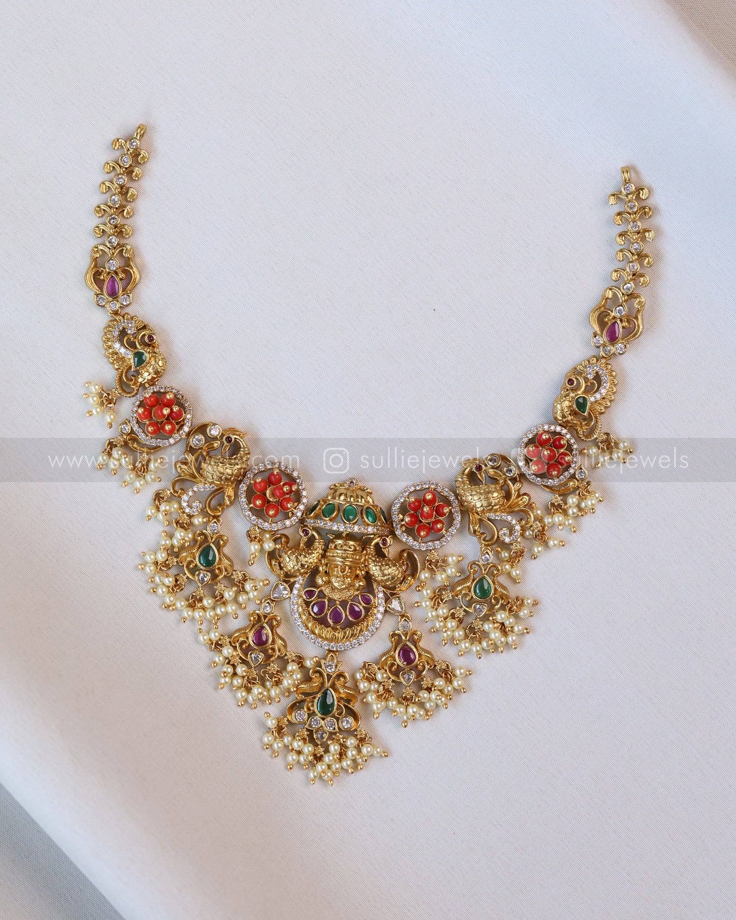 3644 - Multicolour Premium Venkateswara Guttapusalu Necklace Set