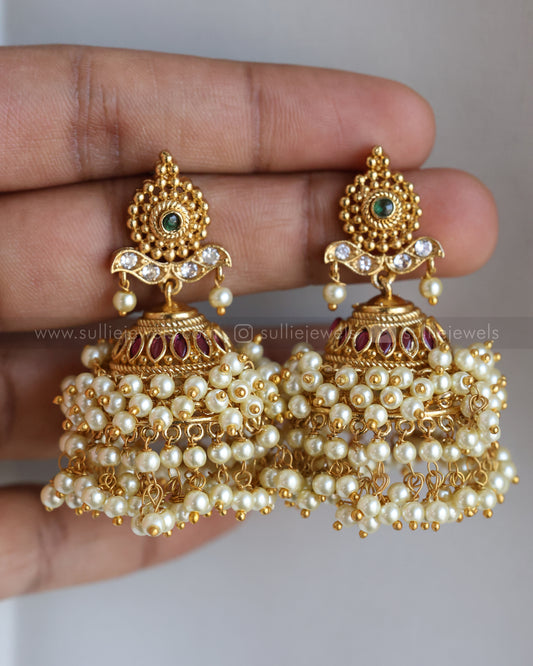 Gold & Pearl Premium Jhumka