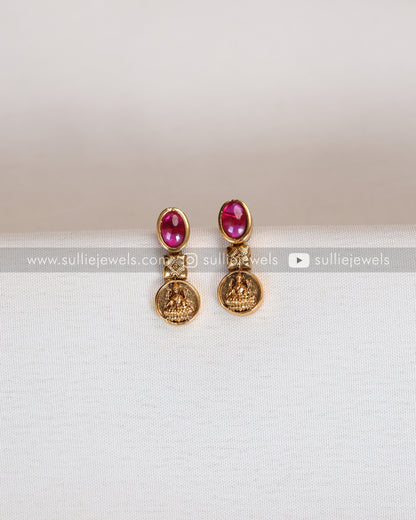 Minimal Ruby Coin Necklace with Stud