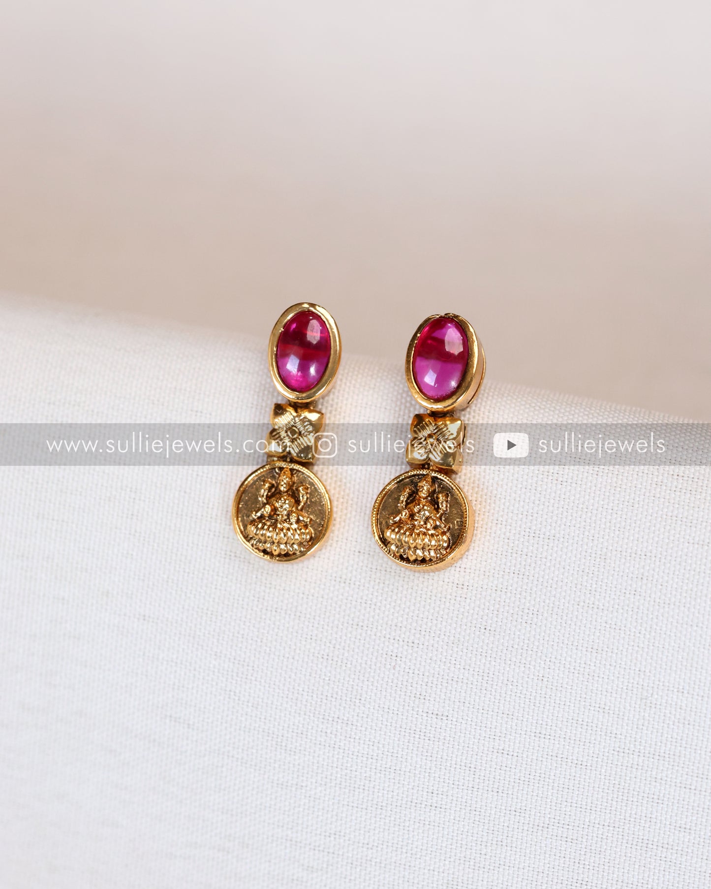 Minimal Ruby Coin Necklace with Stud