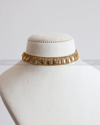 2142 - Sullie Basic Box Chain Single Line Elakkathali Necklace with Stud