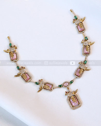 3638 - Pastel Pink Parrot Necklace with Stud