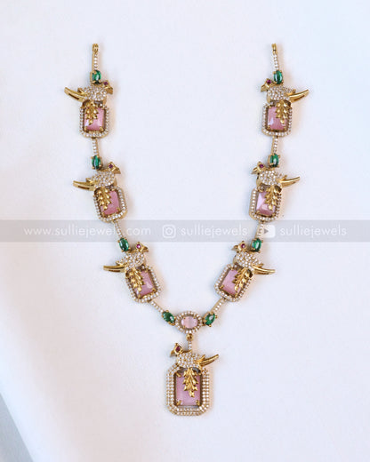 3638 - Pastel Pink Parrot Necklace with Stud