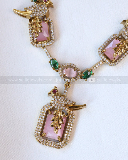 3638 - Pastel Pink Parrot Necklace with Stud