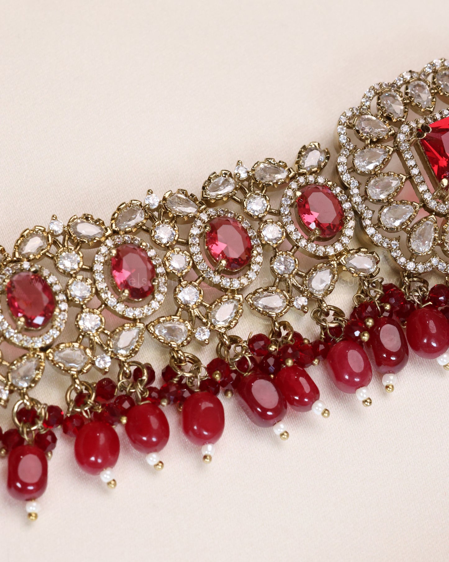 Premium Polki Ruby Choker with Earrings