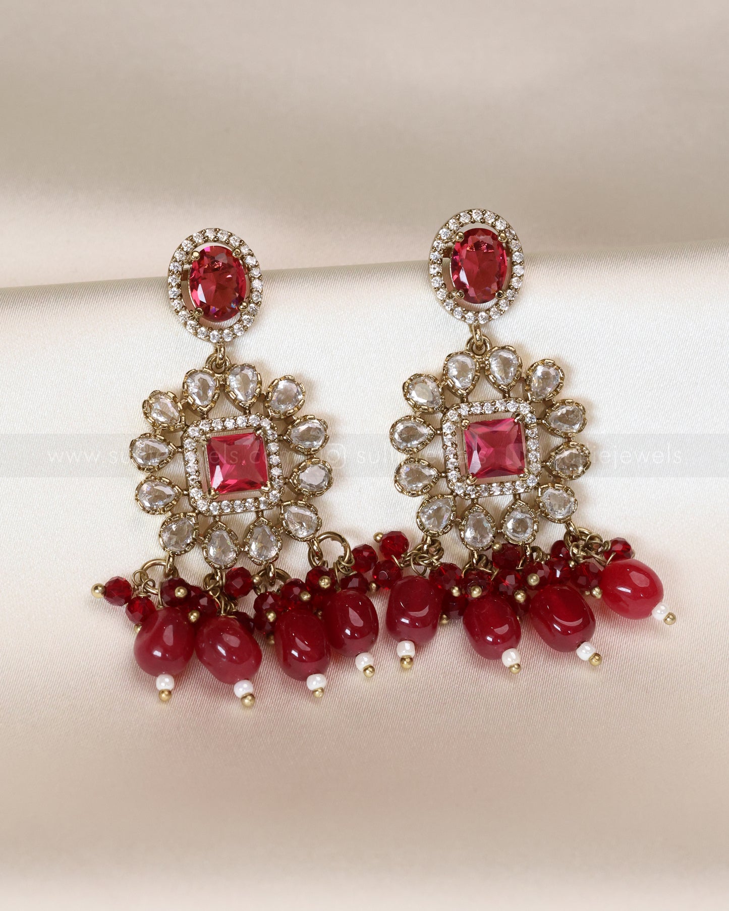 Premium Polki Ruby Choker with Earrings