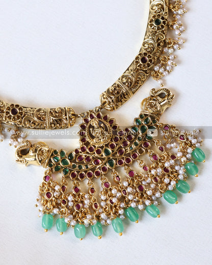 Kemp Goddess Hasli Necklace with Earring - Mint Beads