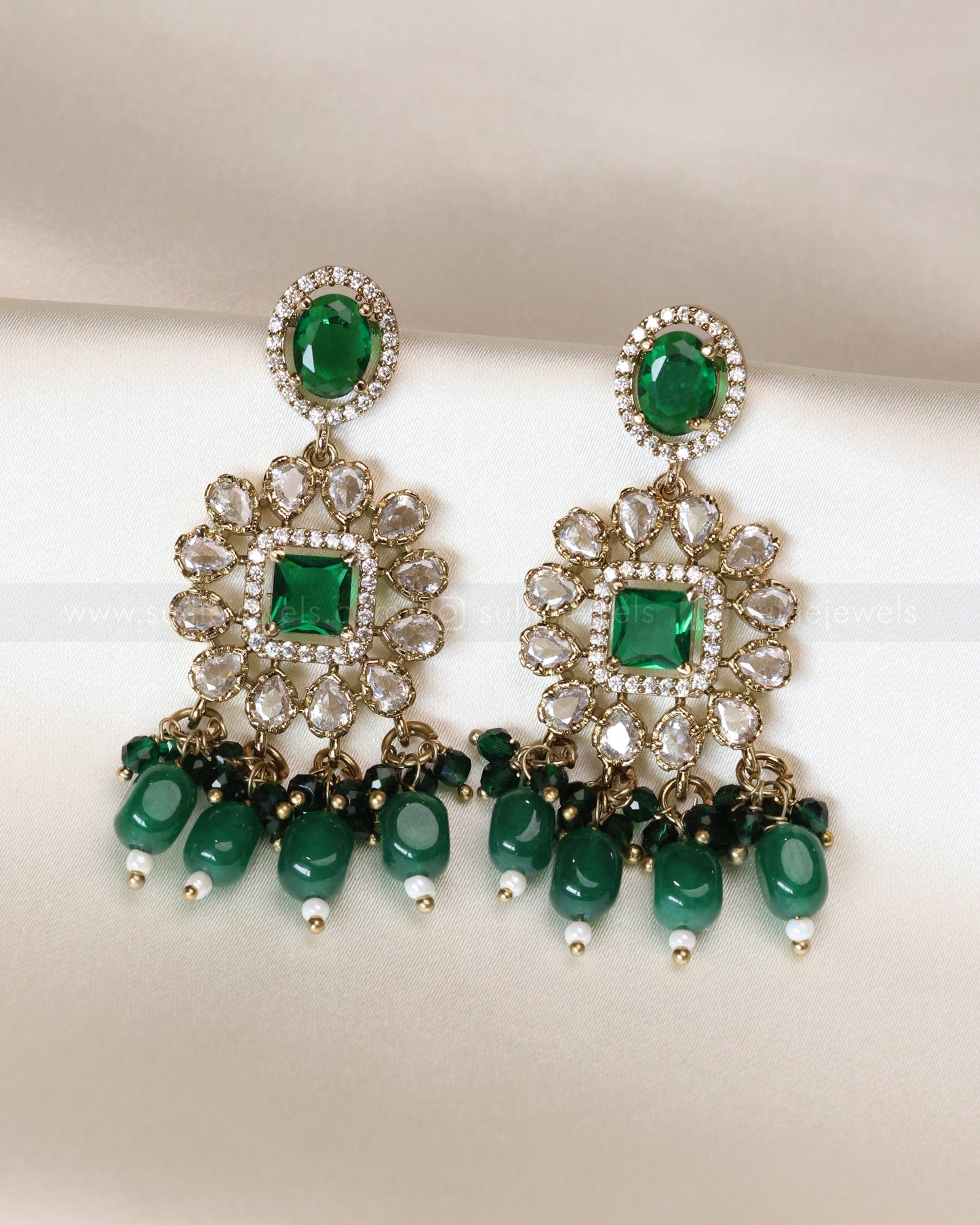 Premium Polki Emerald Heavy Choker with Earrings