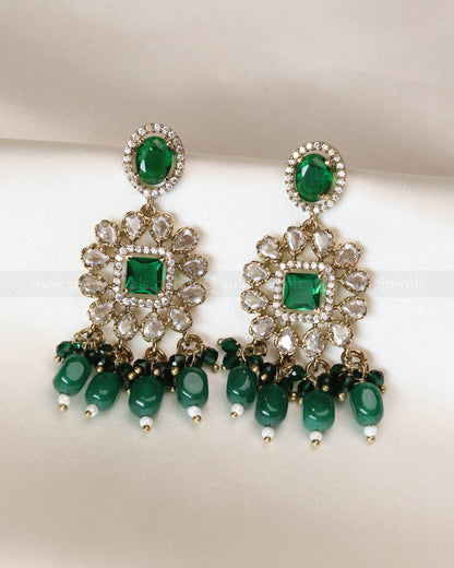 Premium Polki Emerald Heavy Choker with Earrings