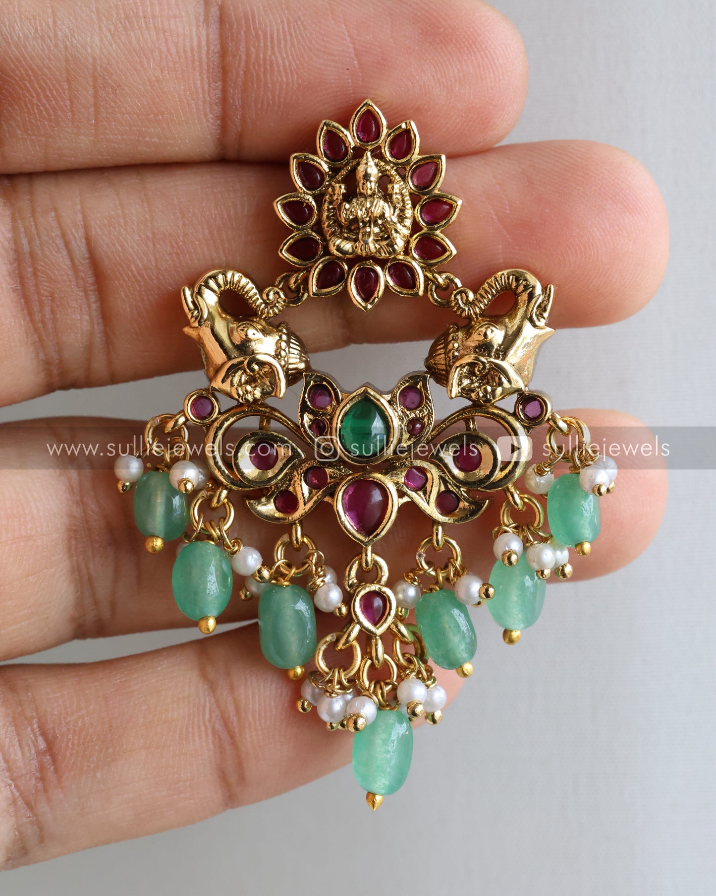 Kemp Goddess Hasli Necklace with Earring - Mint Beads