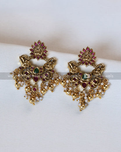 Kemp Goddess Hasli Necklace with Earring - Gold Beads