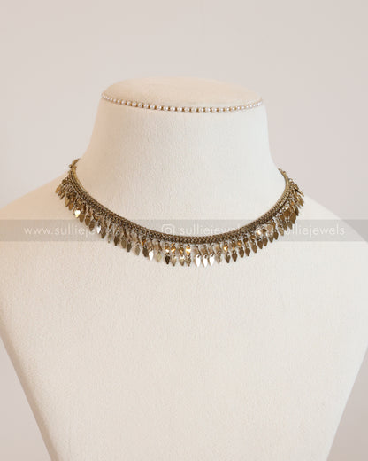 3920 - Antique Gold plated Double Layer Elakkathali Necklace