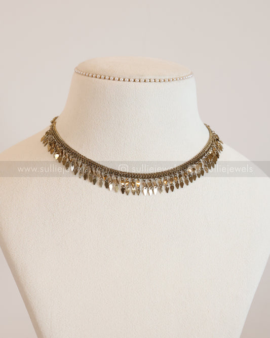 3920 - Antique Gold plated Double Layer Elakkathali Necklace