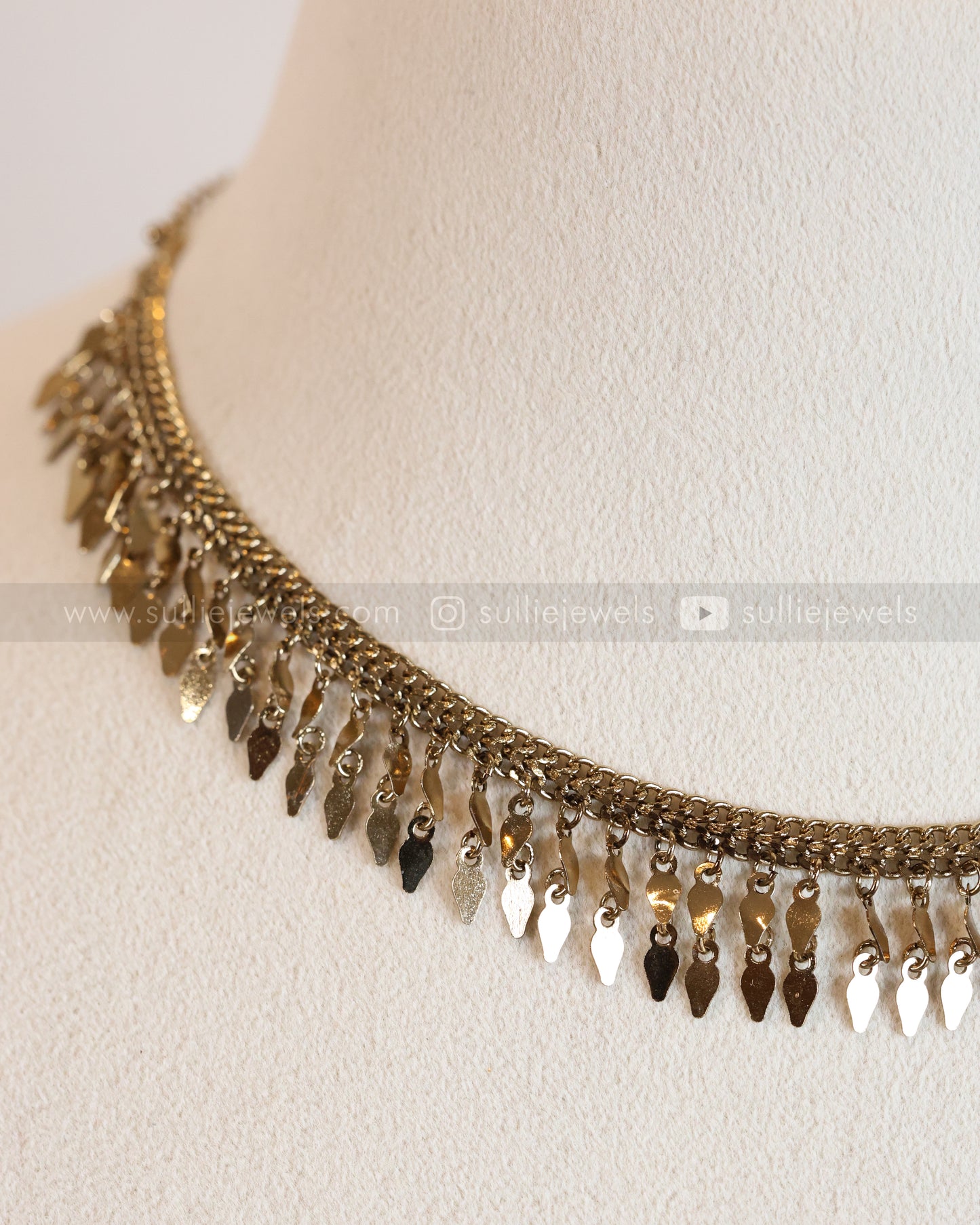 3920 - Antique Gold plated Double Layer Elakkathali Necklace