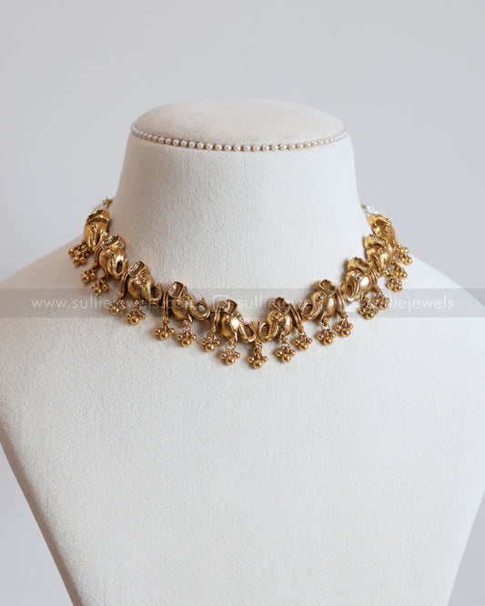 3864 - Sullie Basic - Elephant Ghungroo Necklace with Earring