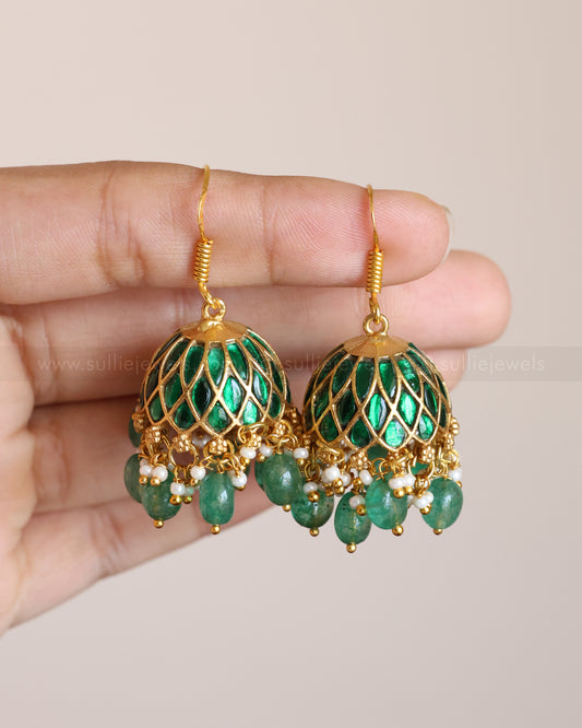 Green Minimal Premium Kemp Hanging Jhumka