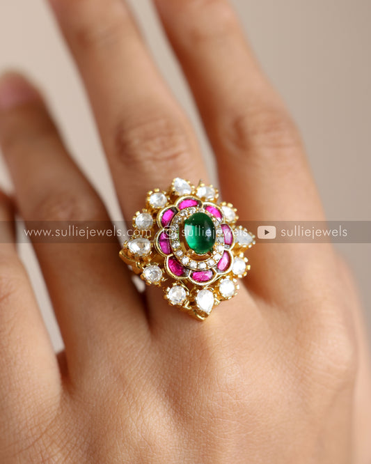 Kundan Polki Premium Adjustable Ring