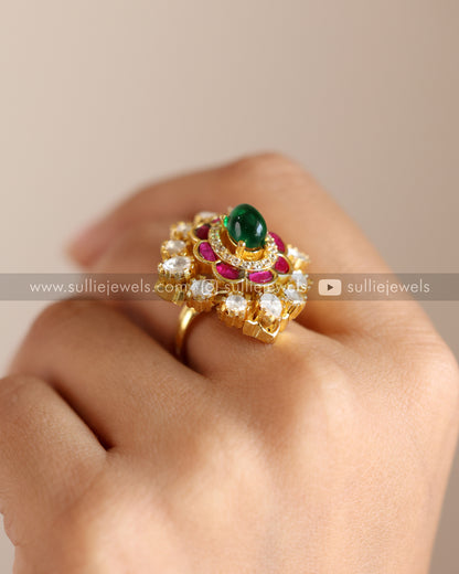 Kundan Polki Premium Adjustable Ring