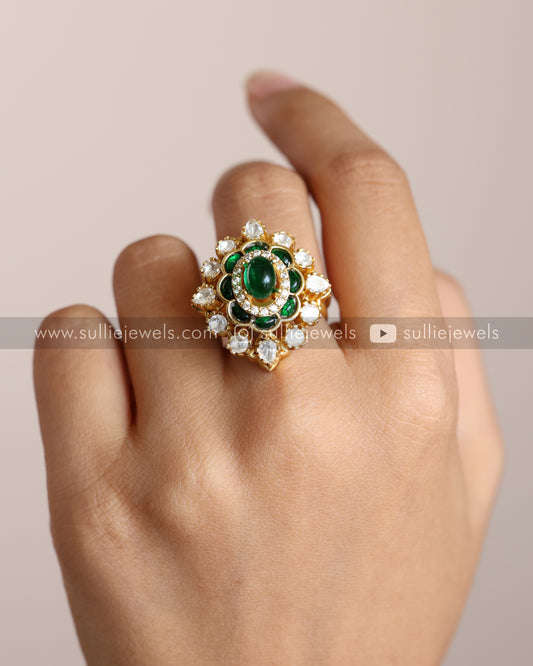 Kundan Polki Premium Adjustable Ring