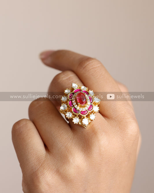 Kundan Polki Premium Adjustable Ring