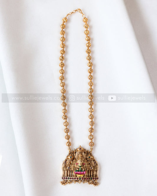 6063 - Sullie Basic - Meenakari Lakshmi Kovil Design Ball Chain Pendant with Jhumka