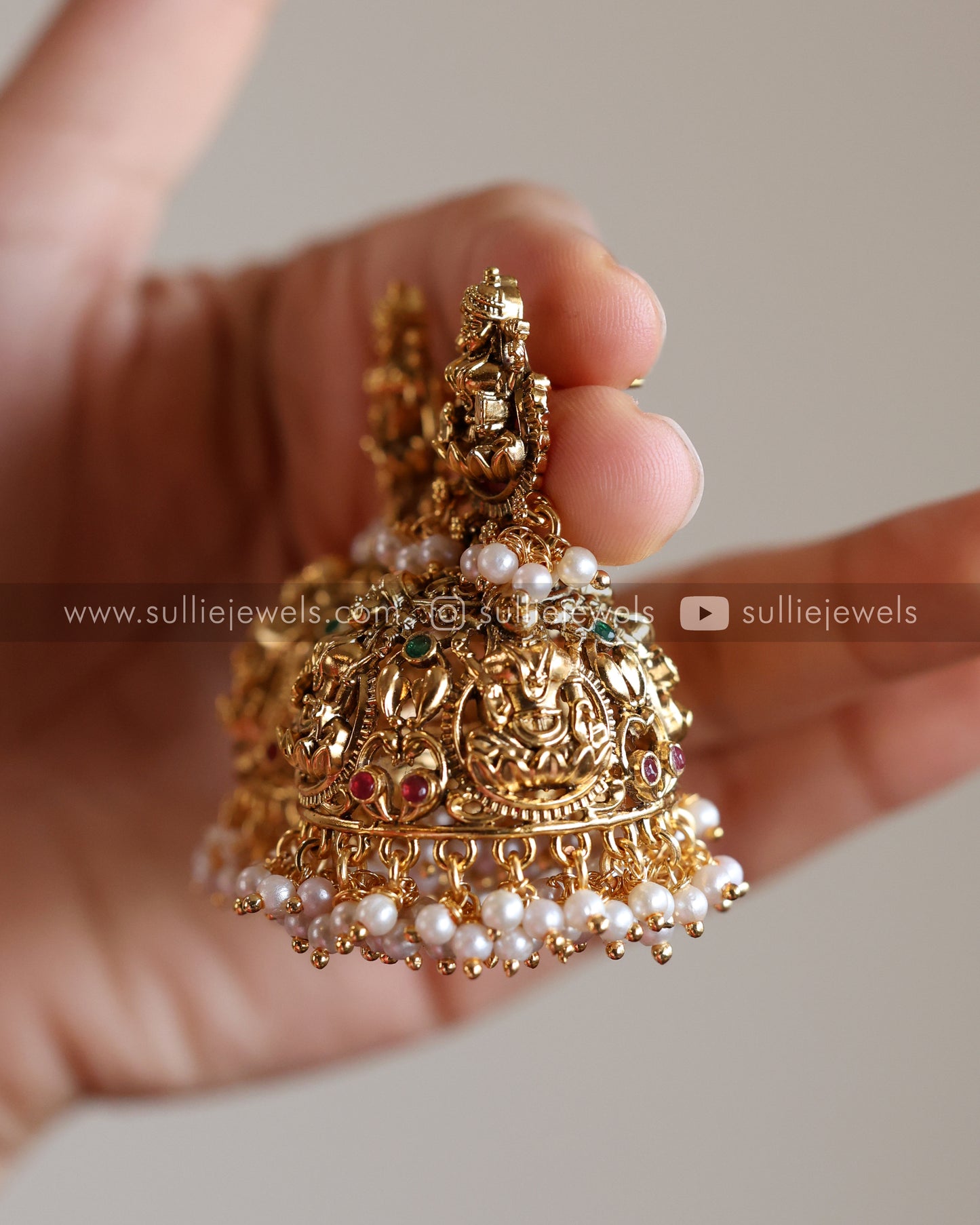 Lakshmi Premium Big Jhumka with Pearl drops
