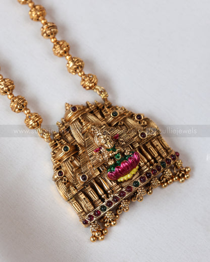 6063 - Sullie Basic - Meenakari Lakshmi Kovil Design Ball Chain Pendant with Jhumka