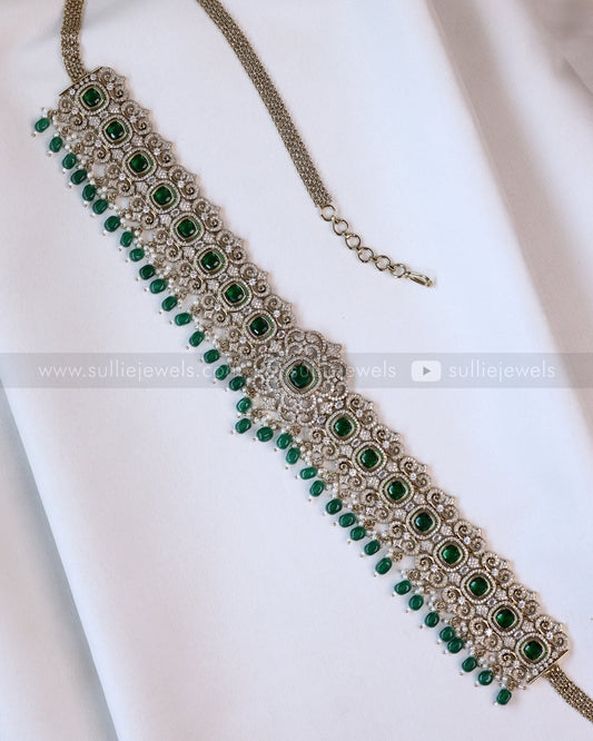 H201 - Emerald Stone Victorian Premium Hipchain