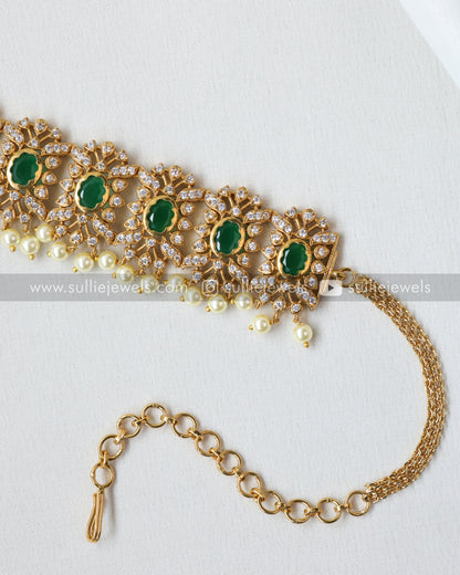 Premium Ruby Stone AD Choker with Earring