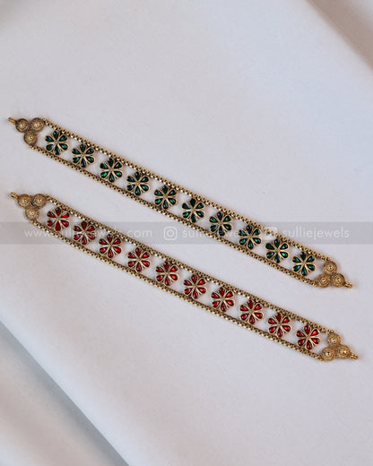 2123 - Sullie Basic Green Flower Choker with Stud