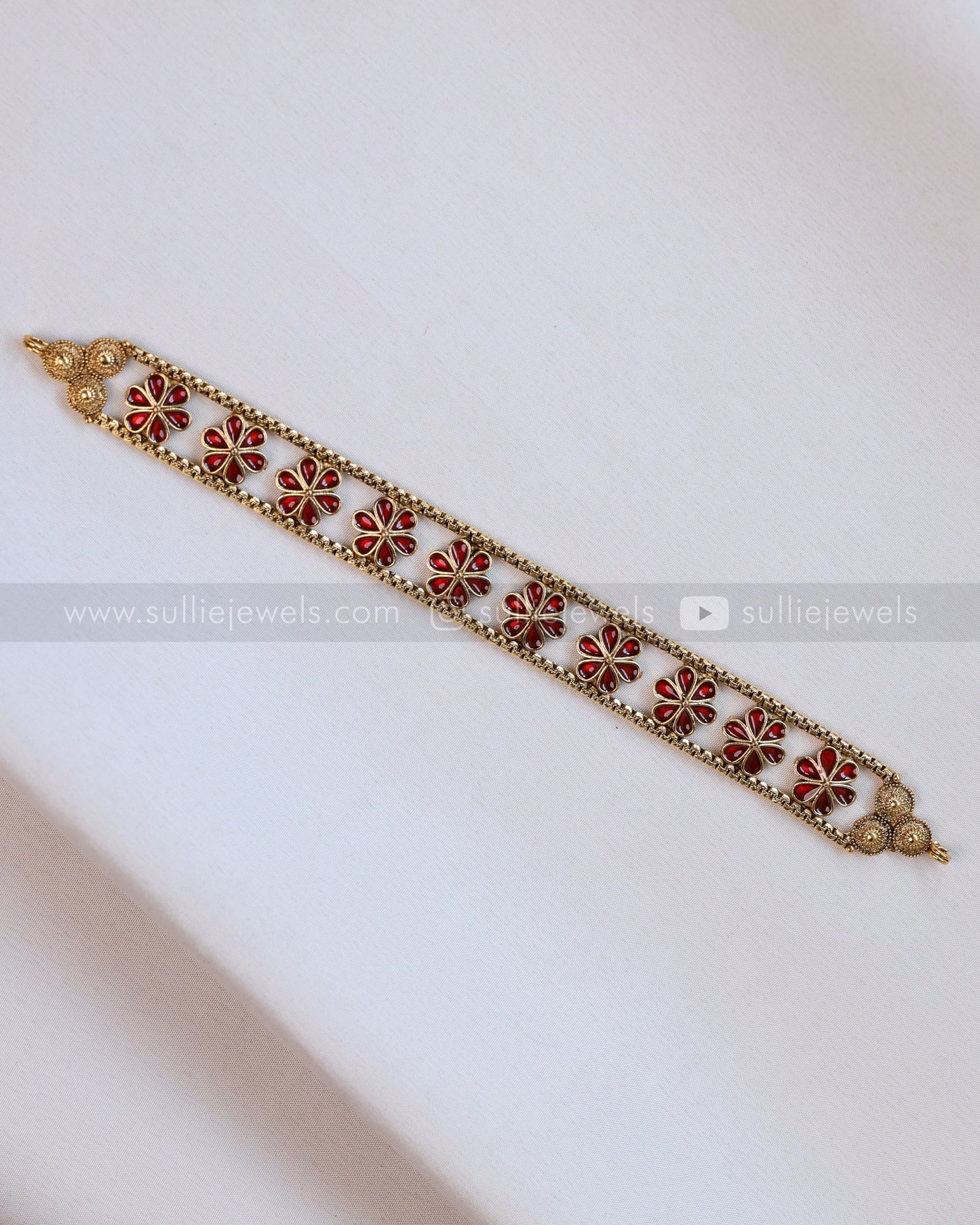 2122 - Sullie Basic Ruby Flower Choker with Stud