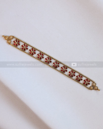 2122 - Sullie Basic Ruby Flower Choker with Stud