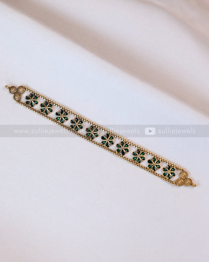 2123 - Sullie Basic Green Flower Choker with Stud