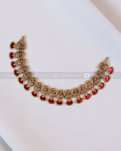 3695 - Sullie Basic Lakshmi Meenakari Ruby Necklace with Stud