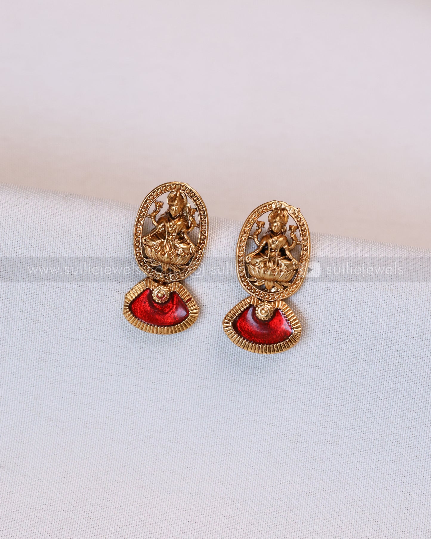 3695 - Sullie Basic Lakshmi Meenakari Ruby Necklace with Stud