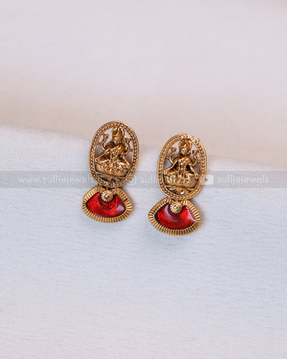 3695 - Sullie Basic Lakshmi Meenakari Ruby Necklace with Stud
