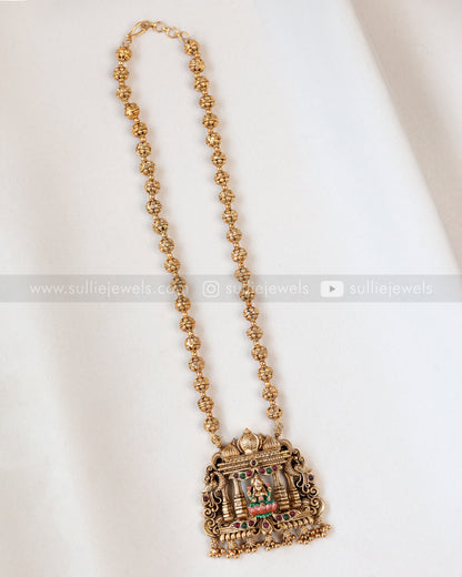 6062 - Sullie Basic - Pink & Green Enamel Goddess Ball Chain Pendant with Jhumka
