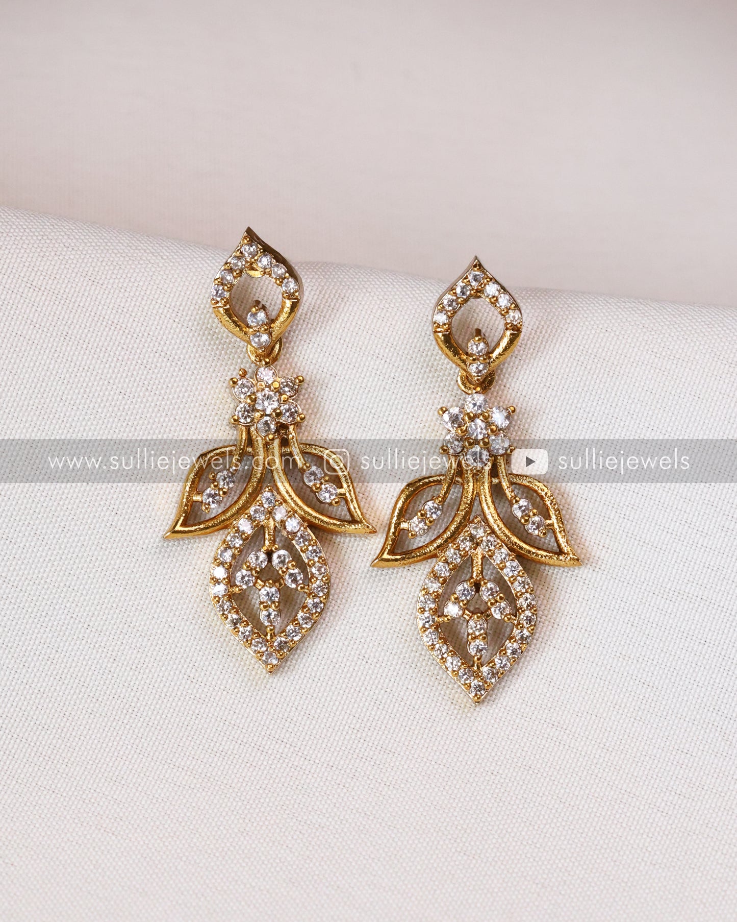 Diamond Leaf Necklace with Earring