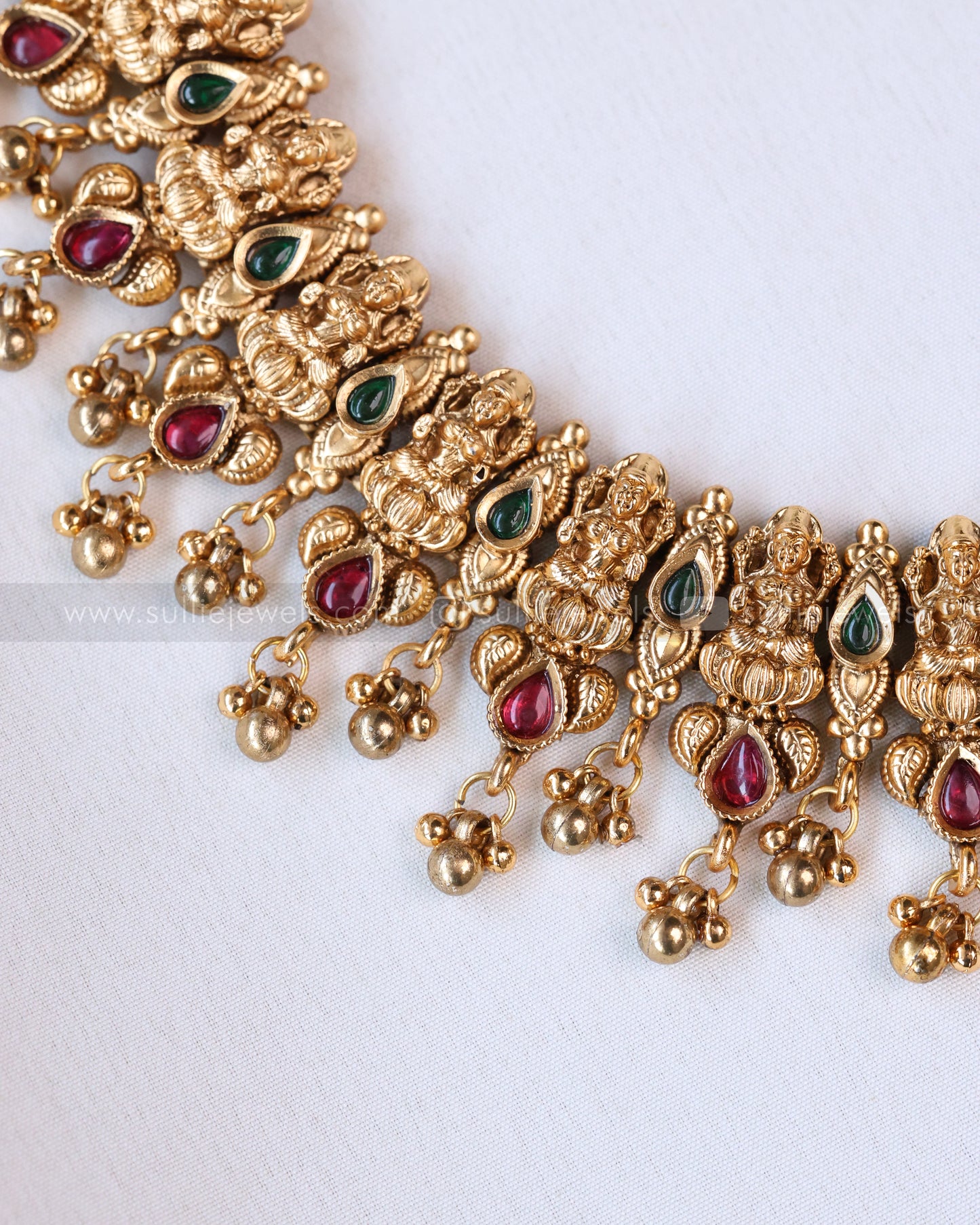 3690- Sullie Basic Lakshmi Ruby Green Necklace with Jhumka