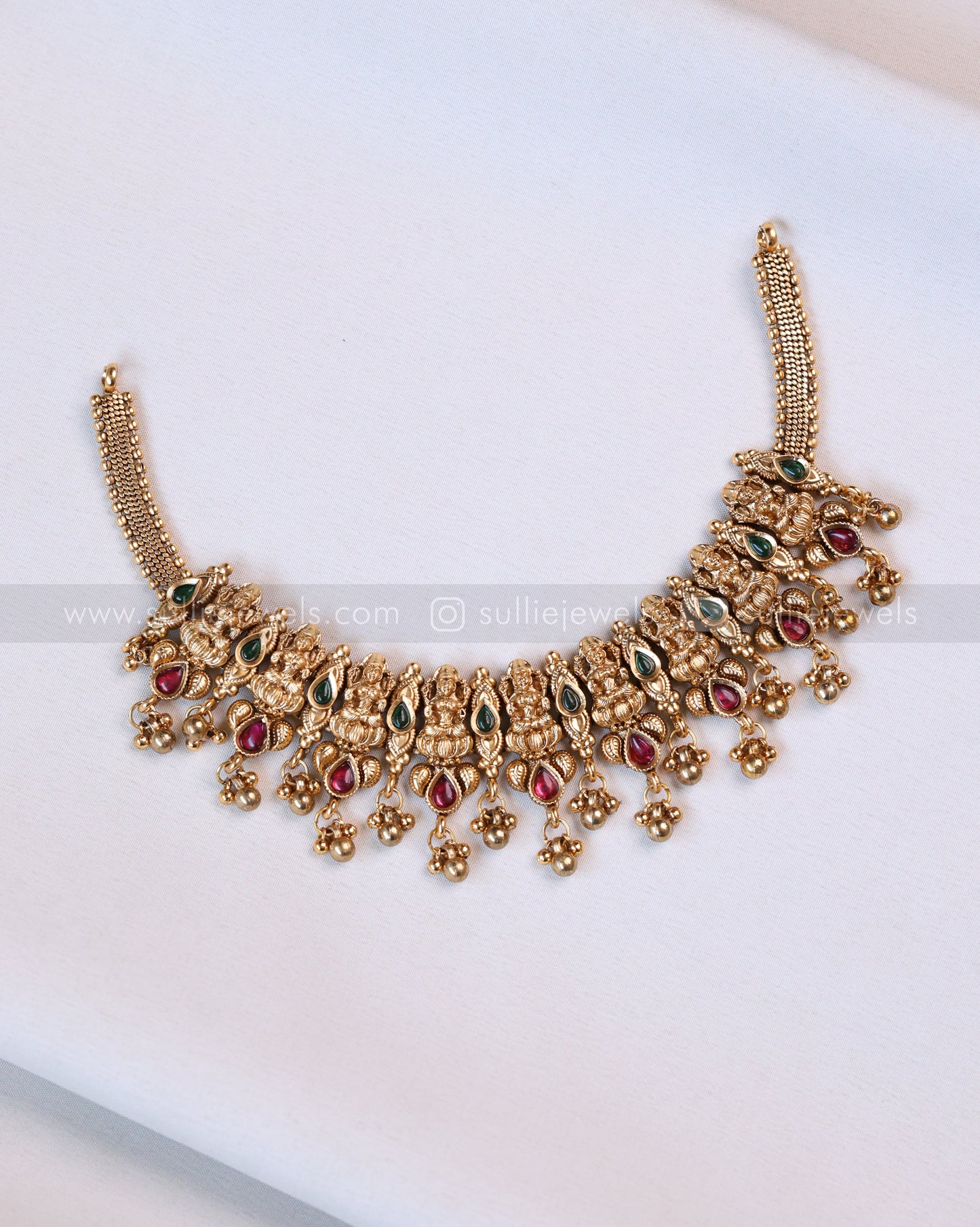 3690- Sullie Basic Lakshmi Ruby Green Necklace with Jhumka